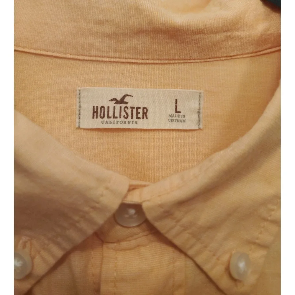 Hollister Button-Down Long Sleeve Shirt Mens Size Large Orange - Picture 3 of 9